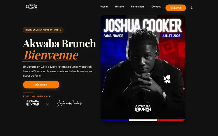 Capture d'écran du site Akwaba Brunch