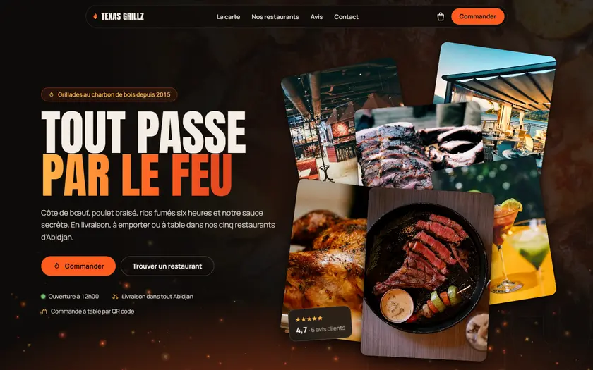 Capture d'écran du site Texas Grillz