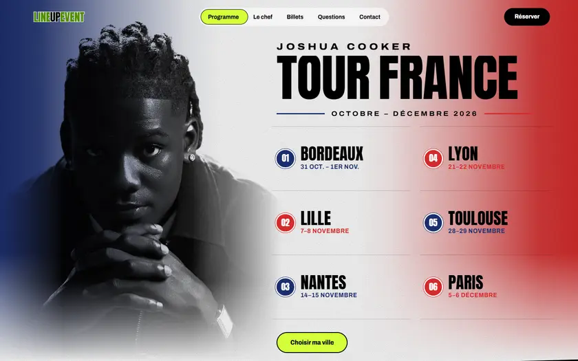 Capture d'écran du site The Lineup Event