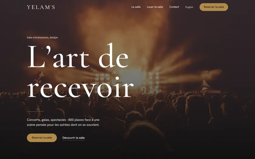 Capture d'écran du site Yelam's